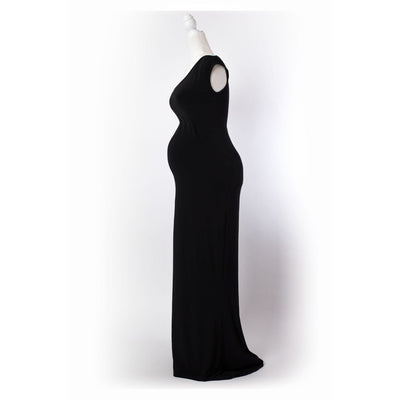 One Shoulder Black Formal Dress - La Belle Bump